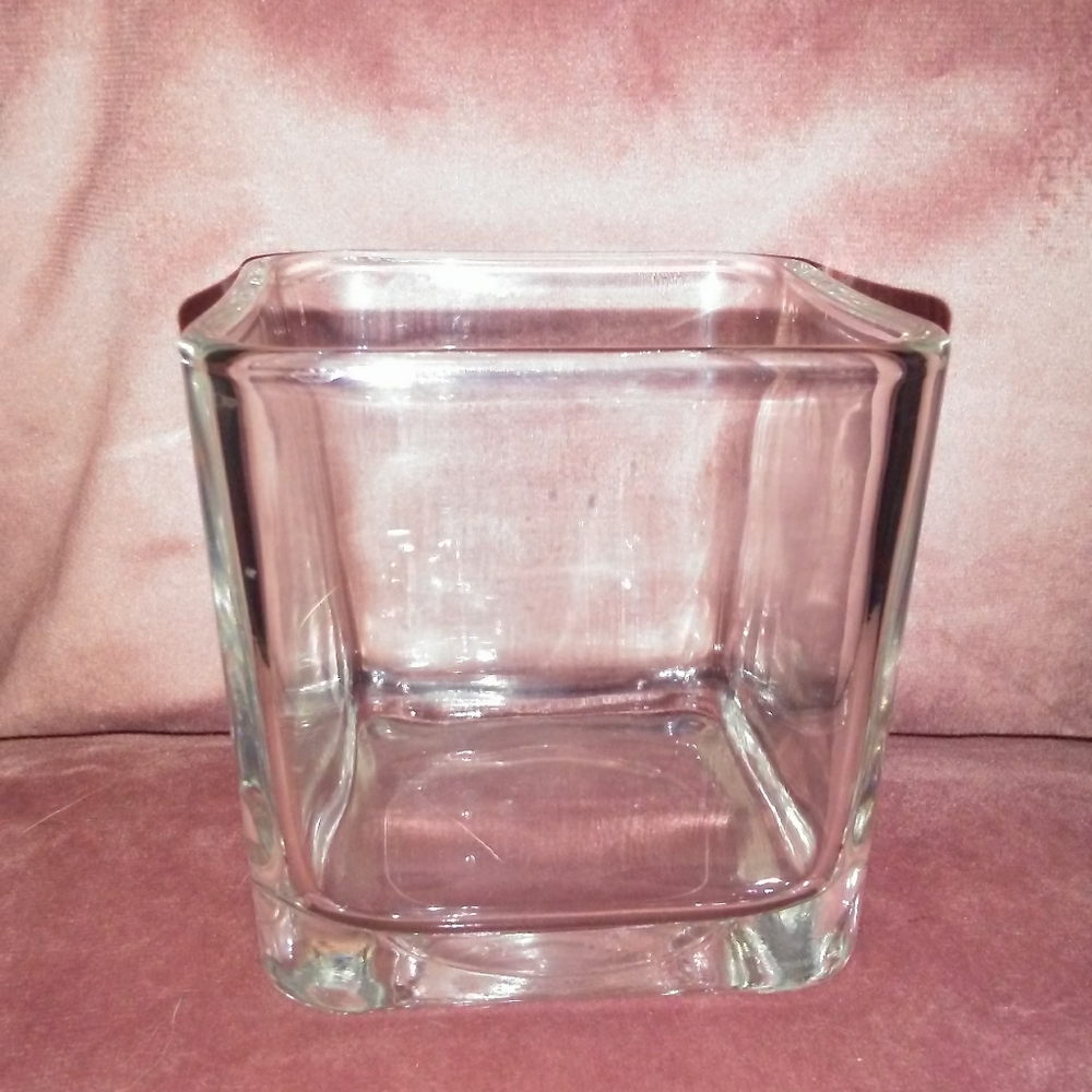 Square Glass Cube Container Mini Flower Vase Bowl Organizer Votive Candle Holder